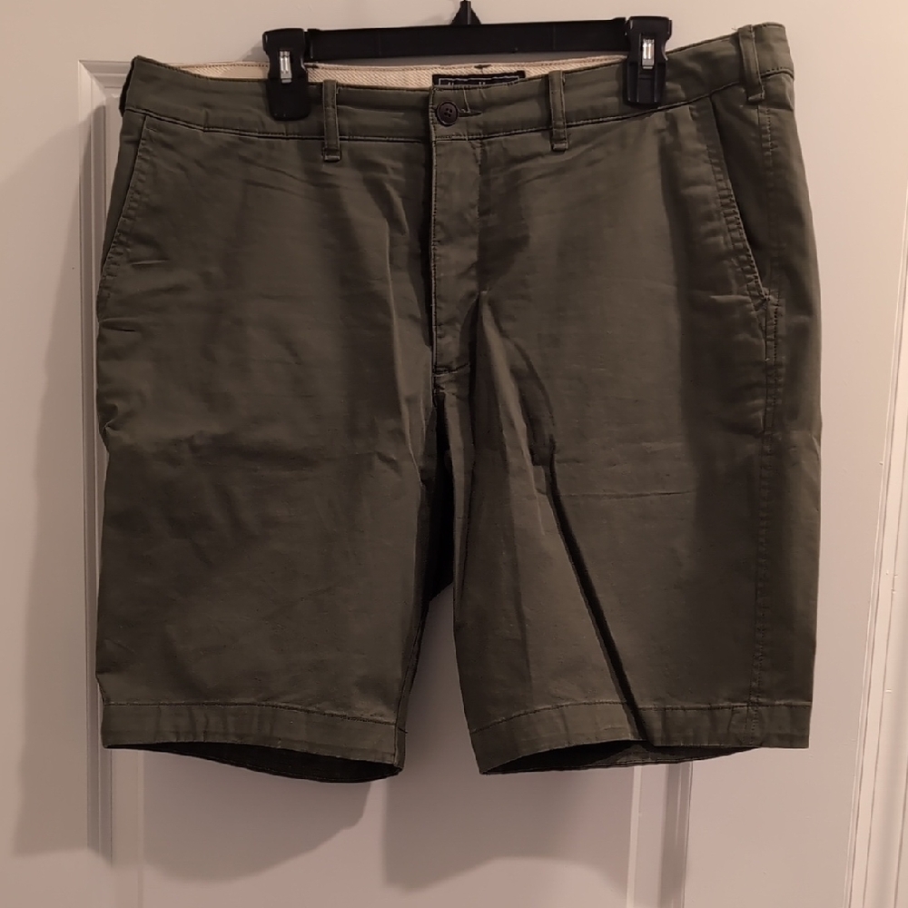Abercrombie & Fitch Olive Men's Flat Front Shorts